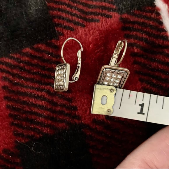 Classy 2-tone Earrings w/Clear Stones - Picture 3 of 5